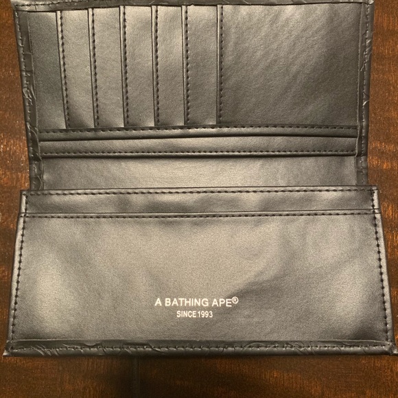 Bape A Bathing Ape Black Leather Long Wallet - Picture 3 of 5